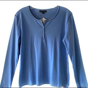 NWT Carolyn Taylor Womens Long Sleeve Tee Spring Blue Cotton Knit Top Small